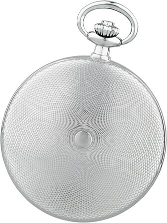 Чоловічий кишеньковий годинник Hermann Jäckle Tübingen Quartz сріблястий, 50 мм, з календарем та ланцюжком