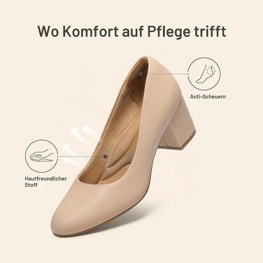 Жіночі туфлі-човники Dream Pairs із закритим носком, бежеві (Nude), PU-шкіра, розмір 40 EU