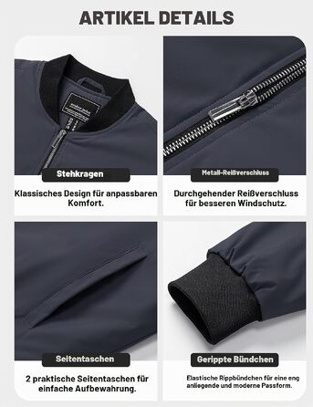 Чоловіча куртка-бомбер TACVASEN демісезонна зимова, колір темно-сірий, розмір L