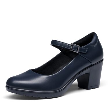 Жіночі туфлі Mary Jane Dream Pairs на низькому стійкому каблуці з ремінцем на щиколотці, темно-сині (Navy Blue), розмір 41 EU