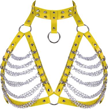 PETMHS Корсет з шкіри для жінок, повне покриття, шкіряний пояс, стиль панк готика (помаранчевий, жовтий)