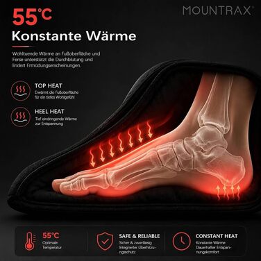 Масажер для ніг Mountrax Shiatsu з підігрівом до 55°C від п'яткової шпори та плантарного фасціїту, обсидіаново-чорний