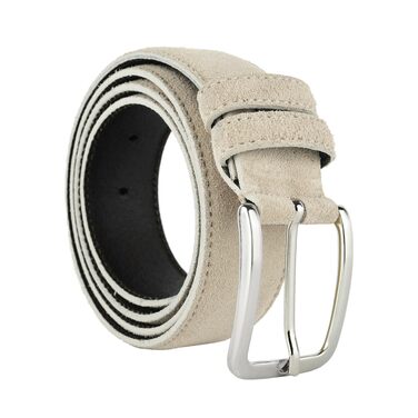 Рімень зі справжньої шкіри (wildleder) унісекс, Made in Italy, бежевий, ширина 3.5 см, розмір 115 (50-52)