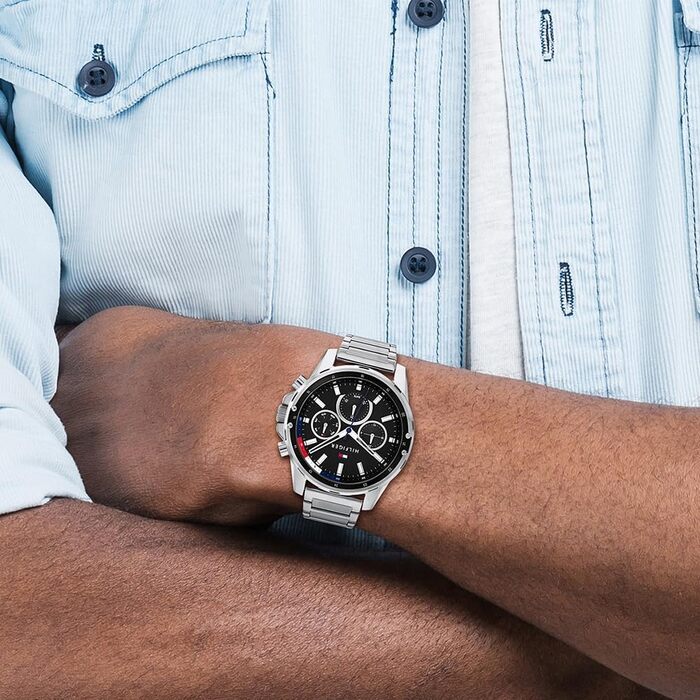 Чоловічий кварцовий годинник Tommy Hilfiger Multi Zifferblatt чорного кольору