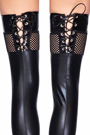 Сексуальні панчохи з шнурівкою та мереживом 7Heaven, чорний, S-M