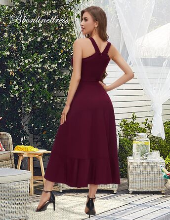 Вечірня сукня Bbonlinedress: елегантна довга сукня макси з відкритою спиною (halter neck) для весілля та коктейльних вечірок, бордова, розмір XL