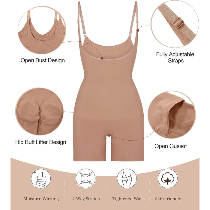 SHAPERX Формотворчий боді для жінок, спідниця Sienna-Shorts, XXS-XS