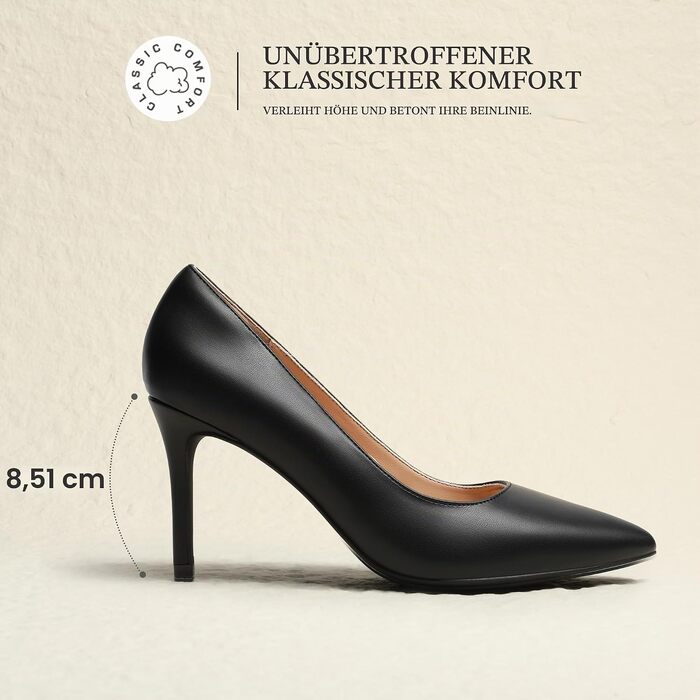 Жіночі туфлі-човники Dream Pairs на шпильці з мереживом, чорні, PU-шкіра, розмір 39 EU