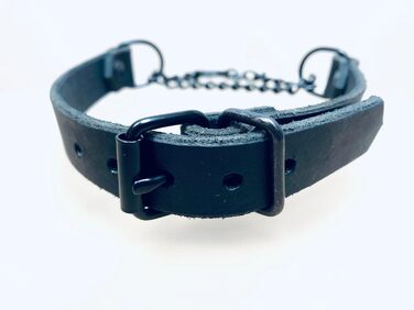 Шкіряне намисто з ланцюгом, готичне намисто з ланцюгом, намисто BDSM (M 38-44 см)