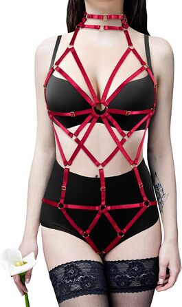 Жіночий корсет-нагрудник BANSSGOTH: стильний аксесуар у готичному стилі, регульований, для фестивалів та вечірок, червоний