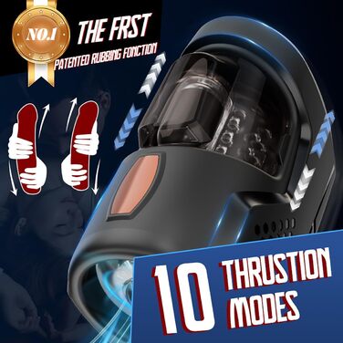 Електричний мастурбатор JFRong з телескопічною конструкцією, 10 режимів вібрації та 3D-вагінальними кишеньками для чоловіків