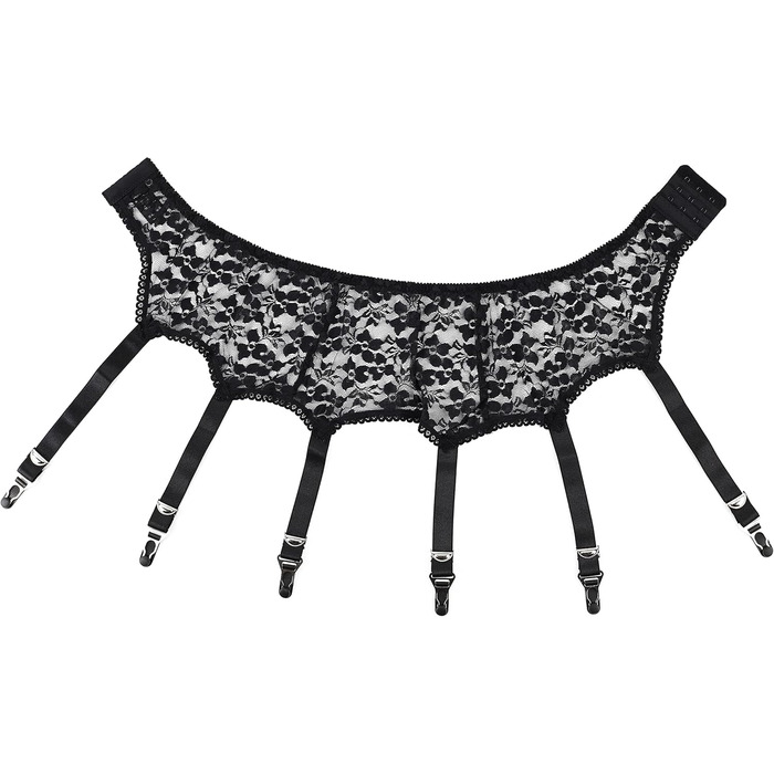 Жіночий ремінь-стріп-гурт з 6 гачками Klönkee, широкий, чорний, з мереживом