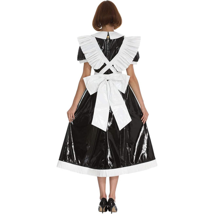 Чорне плаття з ПВХ для косплею/кросдресінгу, уніформа служниці, розмір 3XL