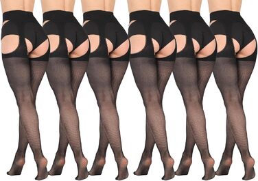 Чорні мереживні панчохи BANANALU 40 Den з вирізом, S, набір 6 шт.