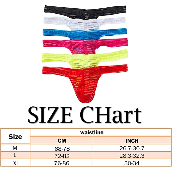 QiaTi чоловічі труси-стрінги, 6 шт. у наборі, мереживні, кольорові