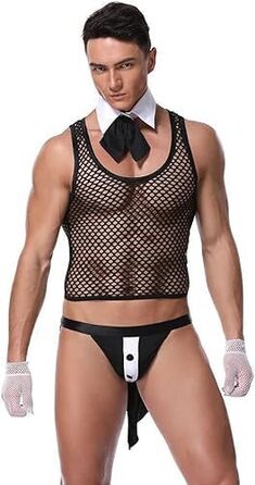 Сексуальна спідня білизна для чоловіків: комплекти, комбінезони для клубів, костюми офіціантів. Костюми для косплею, аксесуари з шнурком. Розмір універсальний