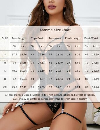 Сексуальний жіночий комплект білизни Aranmei: боді з мереживом та стрінги, чорний, L