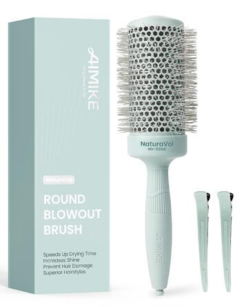 Кругла щітка для волосся AIMIKE NaturaVol 43 мм для об'єму та гладкості, брашинг для фену для середнього волосся та створення хвиль (Шавлія, діаметр основи 54 мм)