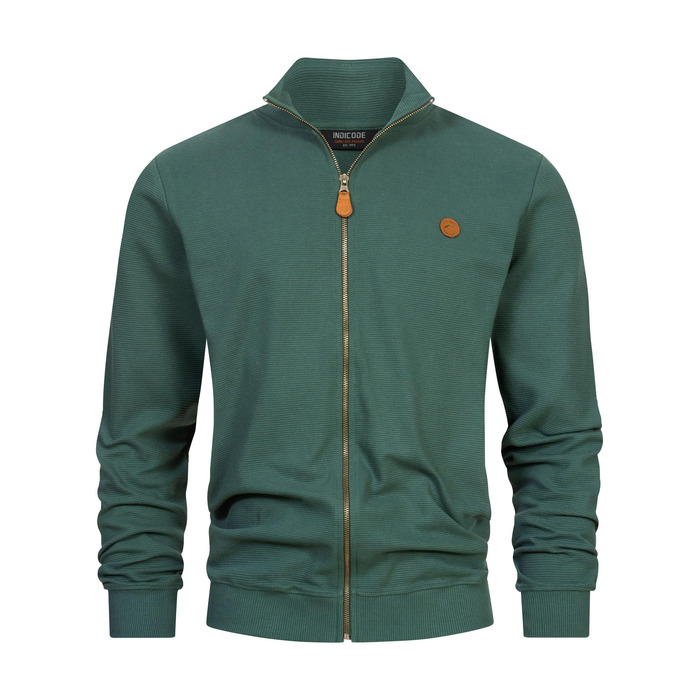 Чоловічий кардиган Indicode INGuadalupe з 100% бавовни, колір Jungle Green, розмір S