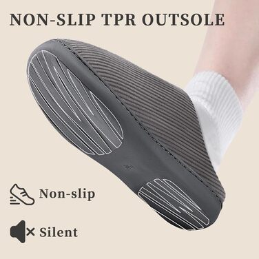 Чоловічі капці WateLves з вельвету та піною Memory Foam, теплі домашні та вуличні тапочки в смужку, сірі, розмір 44/45 EU