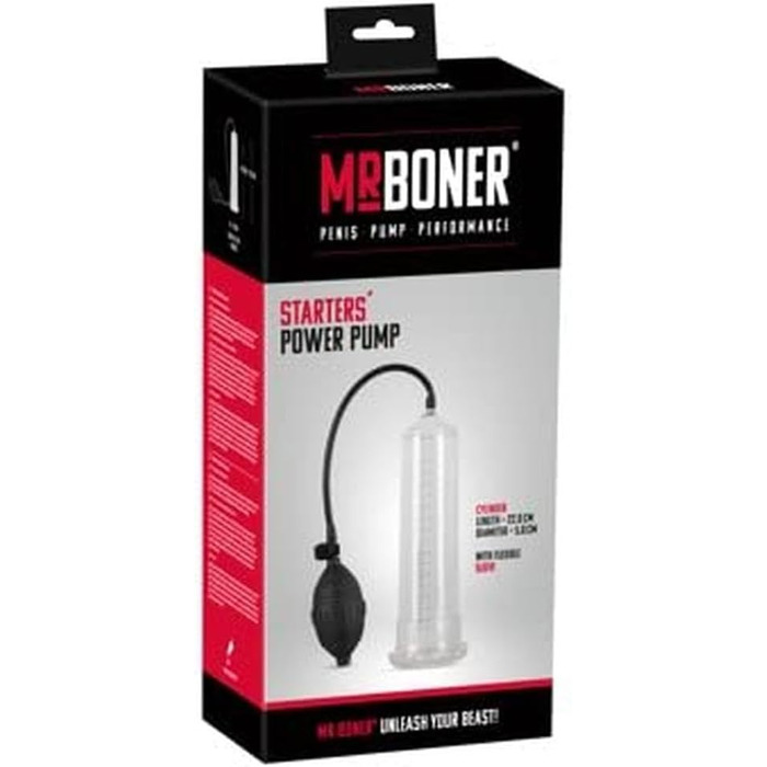 You2Toys Mister Boner: Вібруючий насос для потенції - Vibro-Penispumpe, з виносним яйцем та силіконовою манжетою, чорний/прозорий