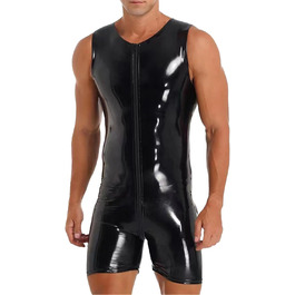 Чоловічий латексний боді Maeau, костюм з блискучої штучної шкіри, чорний, розмір M