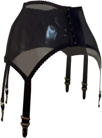 Пояс-тримач для панчіх для жінок з високою талією, сітчатий пояс-тримач з 6 металевими затискачами, регульовані ремінці для панчіх до стегон L-XL, чорний