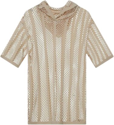 Чоловіча футболка з капюшоном Exy Meh ee Through, коротка, streetwear, чорна (XL, Бежева)