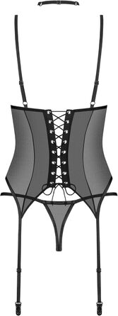 Сексуальний жіночий комплект білизни Selente Love & Fun: корсет, танга та шовкова маска для очей (XL-XXL, чорний мереживний)