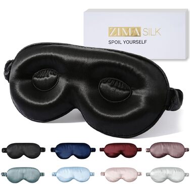 Шовкова 3D маска для сну ZIMASILK з натурального шовку тутовниці 22 мом, регульована маска для очей з ефектом нульового тиску для довгих вій та нарощених вій, чорна