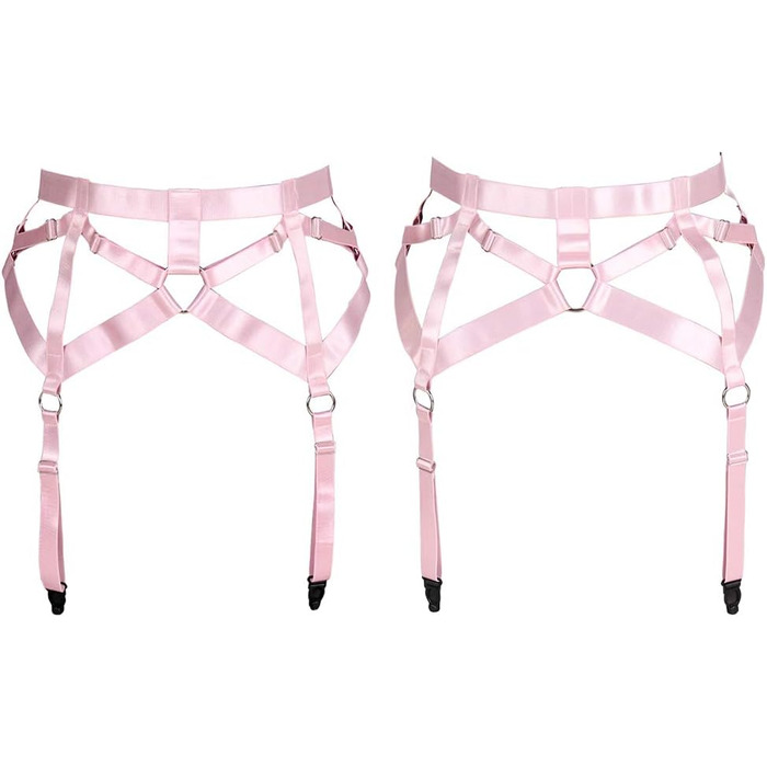 Жіночий пояс-петля з 4 кліпсами, пояс-стрінг, шкарпетки в стилі Харадзюку, універсальний розмір, рожевий