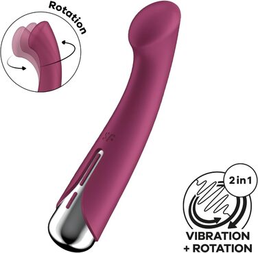 Вібратор для жіночих статевих органів Satisfyer Spinning G-Spot 1, 16,5 см, 12 вібрацій та 5 програм ротації, водонепроникний (IPX7), колір: Ягода