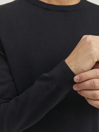 Чоловічий в'язаний однотонний светр JACK & JONES, чорний, розмір L