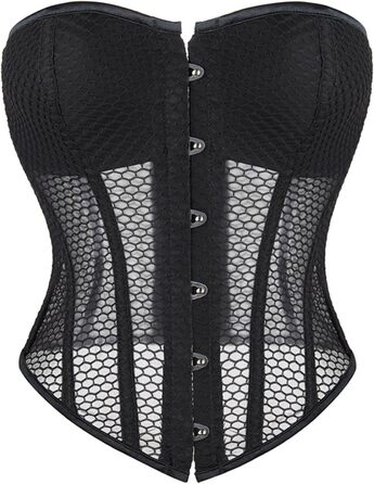 Топ-корсет жіночий у стилі Ренесанс з сітчастими вставками для вечірніх образів – на побачення, осінні луки. Милий топ-кроп для вечірки, клубу. Трапецієвидний топ з корсетним шнуруванням (#01-чорний, L)