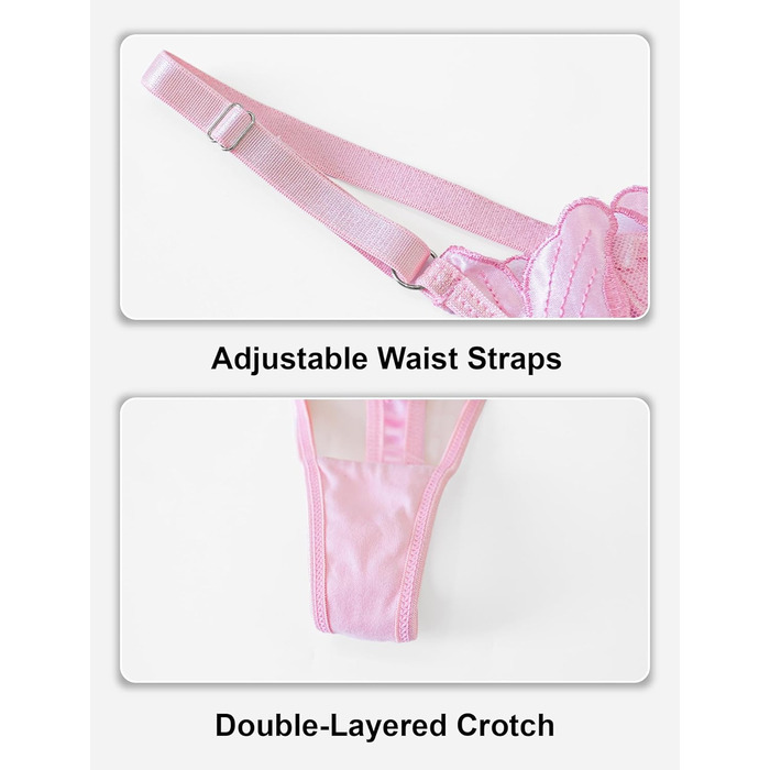 Panegy: Комплект бюстгальтера та трусиків, мереживний, push-up, білий (рожевий, S)