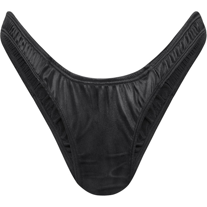Танга-шорти LittleForBig з прихованим гафелем, гладкі шовкові, чорні - для кросдресерів та трансгендерних осіб