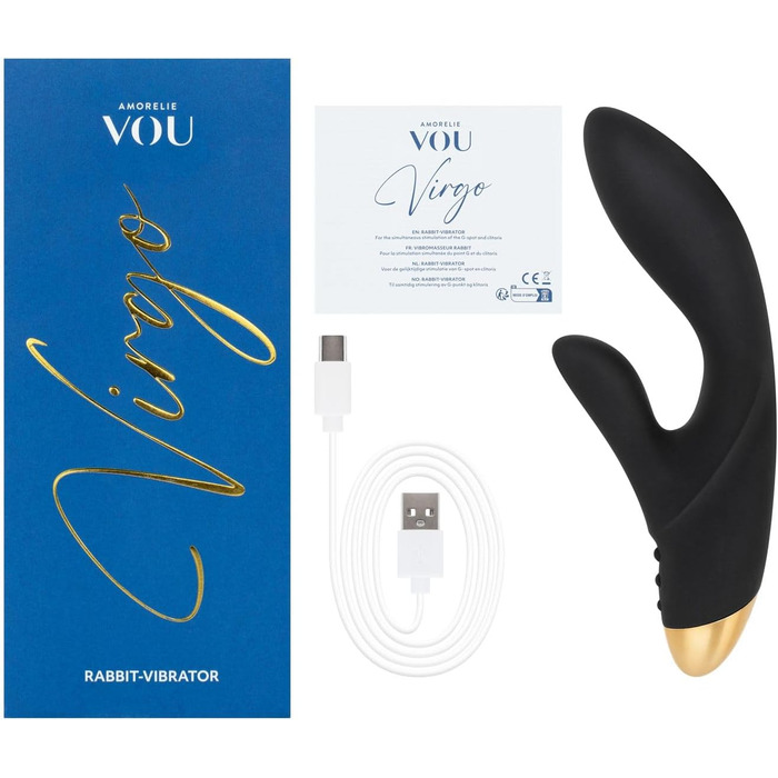 Вібратор Amorelie Virgo Premium для клітора та G-точки, чорний, 2x7 режимів, подвійний мотор