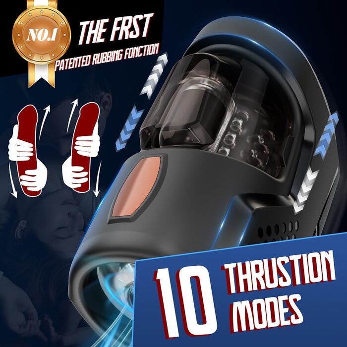 Електричний мастурбатор JFRong з телескопічною конструкцією, 10 режимів вібрації та 3D-вагінальними кишеньками для чоловіків