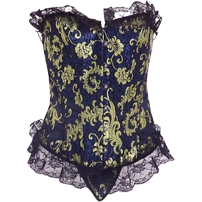 Жіноче корсетне приглудне (XL), блакитне - класична корсетна сукня з мереживом для формування талії