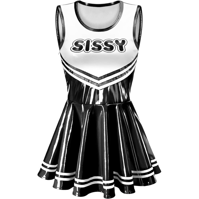 Чорний комбінезон з штучної шкіри для жінок XXL, облягаючий, без рукавів, стилю сissy