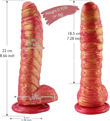 MOCOYA Дільдо для жінок, реалістичний, з сильним присоском, для анального сексу, червоний, 22 см