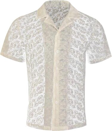 Чоловіча прозора сорочка Panegy з мереживом, сітка, бюстгальтер, мереживна білизна Sim, Cubwear (L, білий)