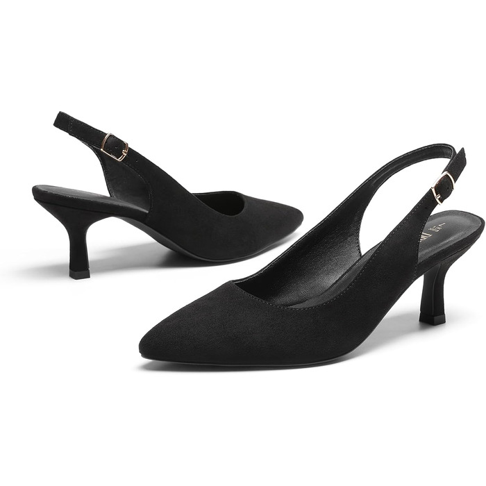 Жіночі туфлі-човники Dream Pairs Slingback на підборах, чорна замша, розмір 41 EU