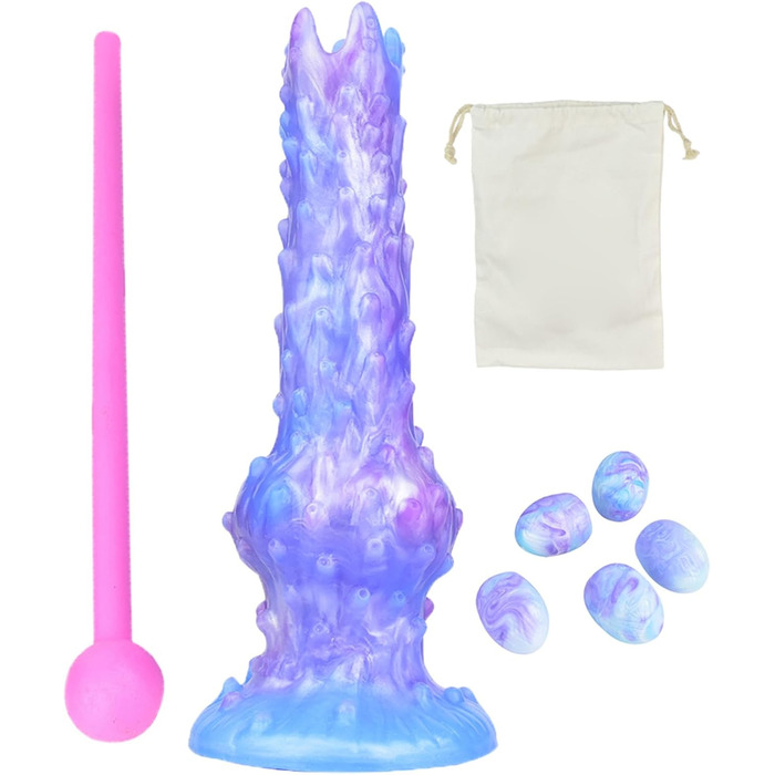 Анальний ділдо Soarvlorfy Extrem Eiablage з силікону, 5 яєць, XXL, для чоловіків та жінок, SM-іграшки, фіолетовий/синій комплект