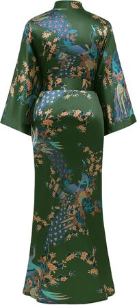 Халат жіночий шовковий, сатиновий, довгий, модель кімоно, з принтом павича, BABEYOND. Ідеальний для дому, вечірок та відпочинку. Універсальний розмір, білий (однорозмірний).