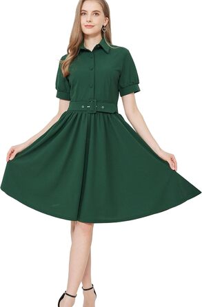 Сукня Rockabilly AXOE 50-х років вінтажна А-силуету з поясом та ґудзиками, темно-зелена, розмір 4XL, для вечірки та на кожен день