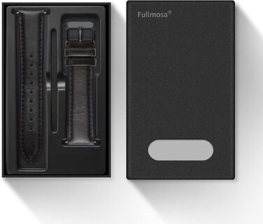 Шкіряний ремінець для годинника Fullmosa 22 мм для Samsung Galaxy Watch 46мм, Galaxy Watch 3 45мм, Gear S3 Frontier/Classic, чорний колір з чорною застібкою
