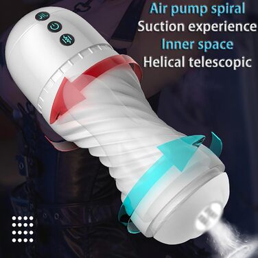 Електричний масажер для чоловіків з 10 режимами вібрації та 10 режимами всмоктування. Масажер для статевого члена з 3D силікону. Іграшка для дорослих