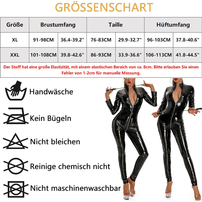 Латексний боді з лакованої шкіри для жінок, сексуальний, облягаючий, на блискавці, XXL. Ідеально для косплею, танців, вечірок та костюмів.