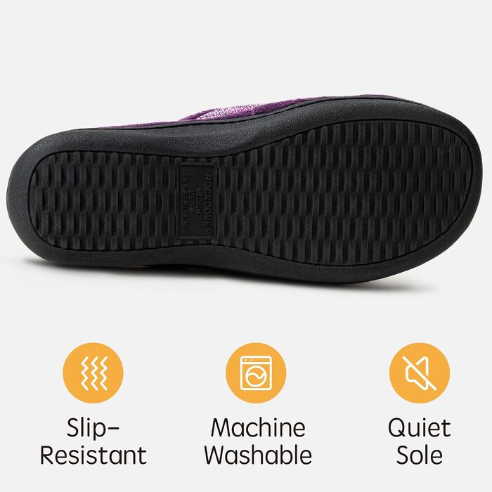 Жіночі домашні капці-шльопанці RockDove з ефектом пам'яті (Memory Foam), регульований ремінець, колір баклажан, розмір 38/39 EU